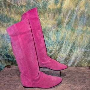 Vintage Hot Pink Suede Riding Style Boots